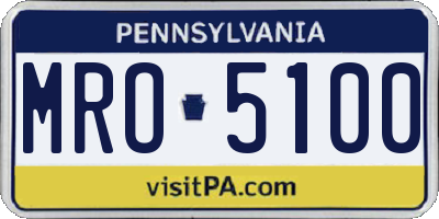 PA license plate MRO5100