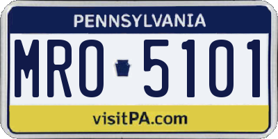 PA license plate MRO5101