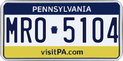 PA license plate MRO5104