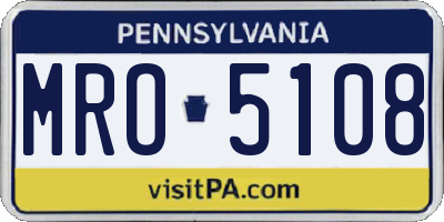 PA license plate MRO5108
