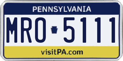 PA license plate MRO5111