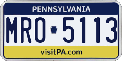 PA license plate MRO5113