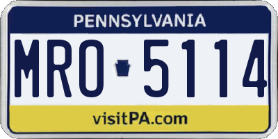 PA license plate MRO5114