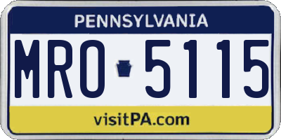 PA license plate MRO5115
