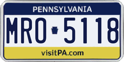 PA license plate MRO5118