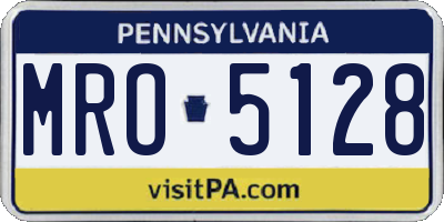 PA license plate MRO5128