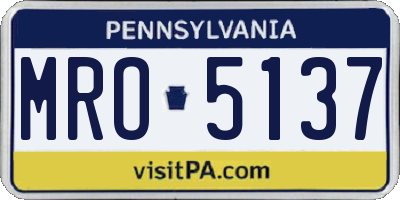 PA license plate MRO5137
