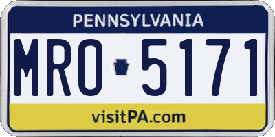 PA license plate MRO5171