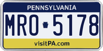 PA license plate MRO5178