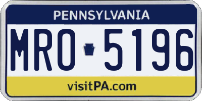 PA license plate MRO5196