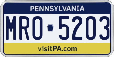 PA license plate MRO5203