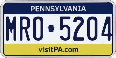 PA license plate MRO5204