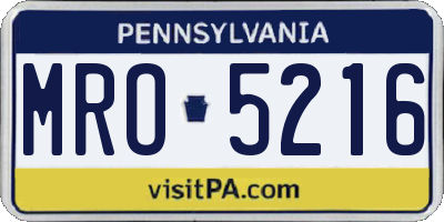 PA license plate MRO5216