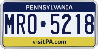 PA license plate MRO5218