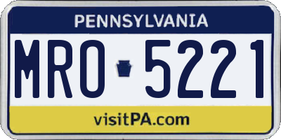 PA license plate MRO5221