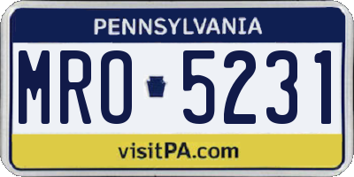 PA license plate MRO5231
