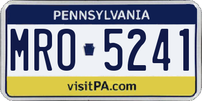 PA license plate MRO5241
