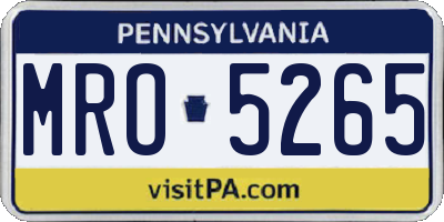PA license plate MRO5265