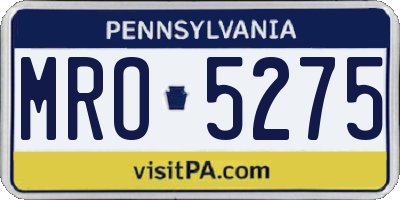 PA license plate MRO5275