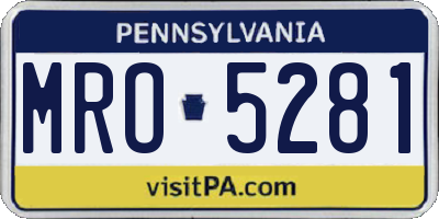 PA license plate MRO5281