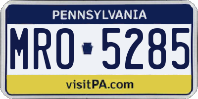 PA license plate MRO5285