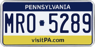 PA license plate MRO5289