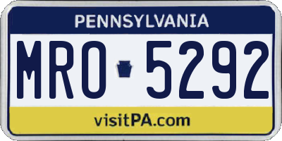 PA license plate MRO5292
