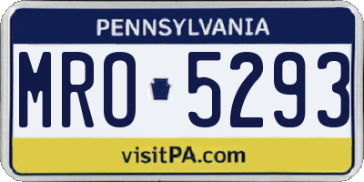 PA license plate MRO5293