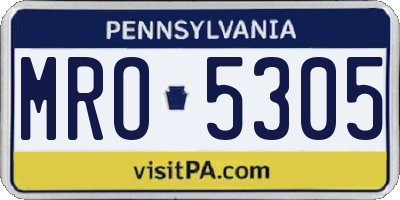 PA license plate MRO5305
