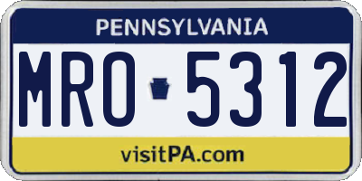 PA license plate MRO5312