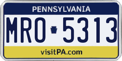 PA license plate MRO5313