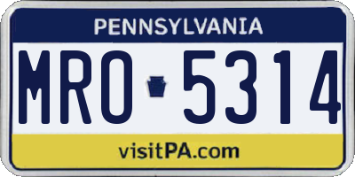 PA license plate MRO5314