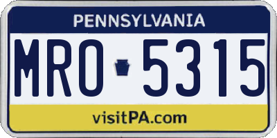 PA license plate MRO5315