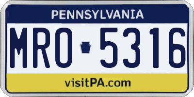 PA license plate MRO5316