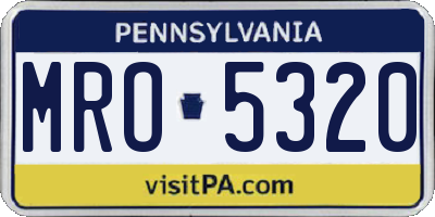 PA license plate MRO5320
