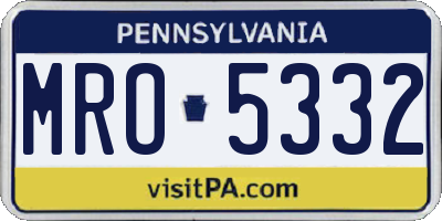 PA license plate MRO5332
