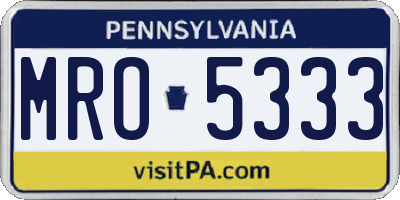 PA license plate MRO5333