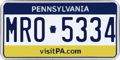 PA license plate MRO5334