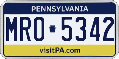 PA license plate MRO5342