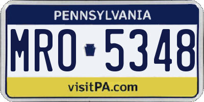 PA license plate MRO5348
