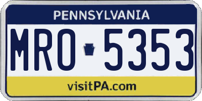 PA license plate MRO5353