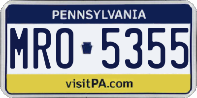 PA license plate MRO5355