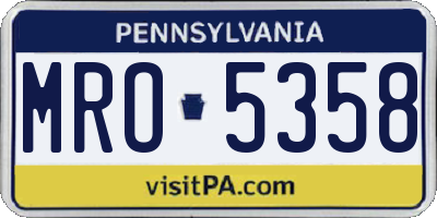 PA license plate MRO5358