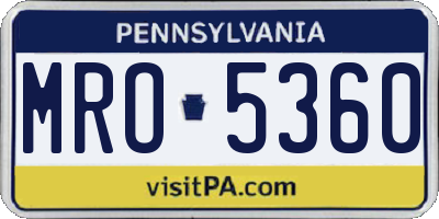 PA license plate MRO5360