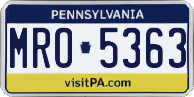 PA license plate MRO5363