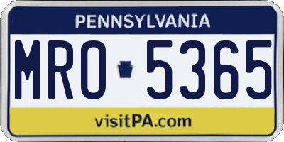PA license plate MRO5365