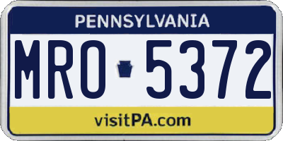 PA license plate MRO5372