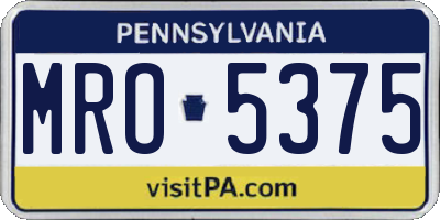 PA license plate MRO5375
