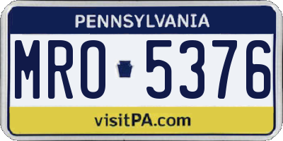 PA license plate MRO5376