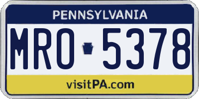 PA license plate MRO5378